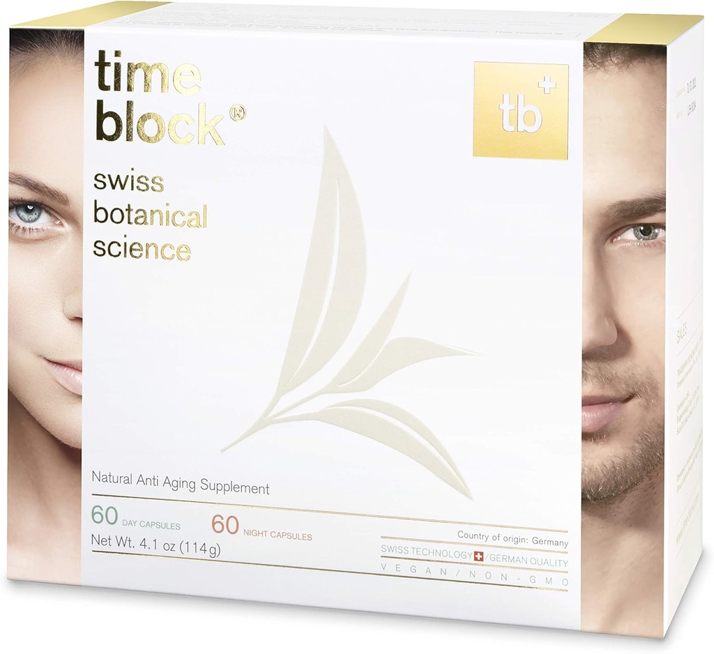 timeblock® Vital Anti Aging Nutrition by Swiss Botanical Science Supports DNA and Cell Repair by Lengthening of Telomeres for Men and Women Daily Energy Booster 100% Vegan and Non-GMO (60 Days)