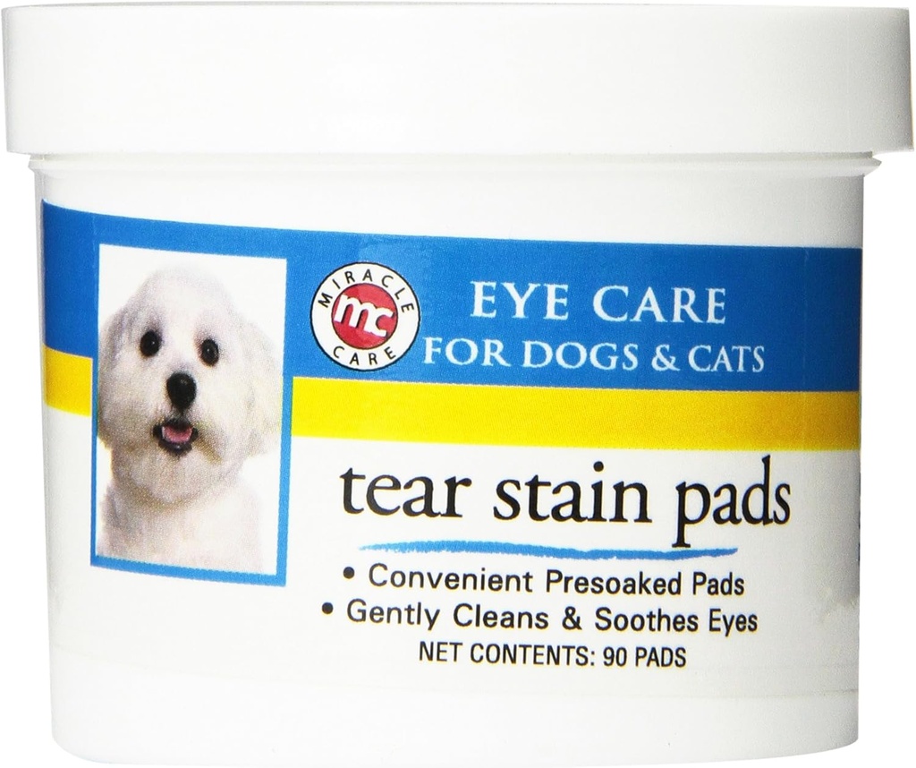 Θαυματουργή φροντίδα Tear Stain Pads, 90 Ενιαίας Χρήσης Pre-Soaked Pads για να καθαρίσετε απαλά και Soothe Dog and Cat Eyes, μη stinging Formula για να βελτιώσει τα Tear Stains και να αφαιρέσετε το μάτι debris