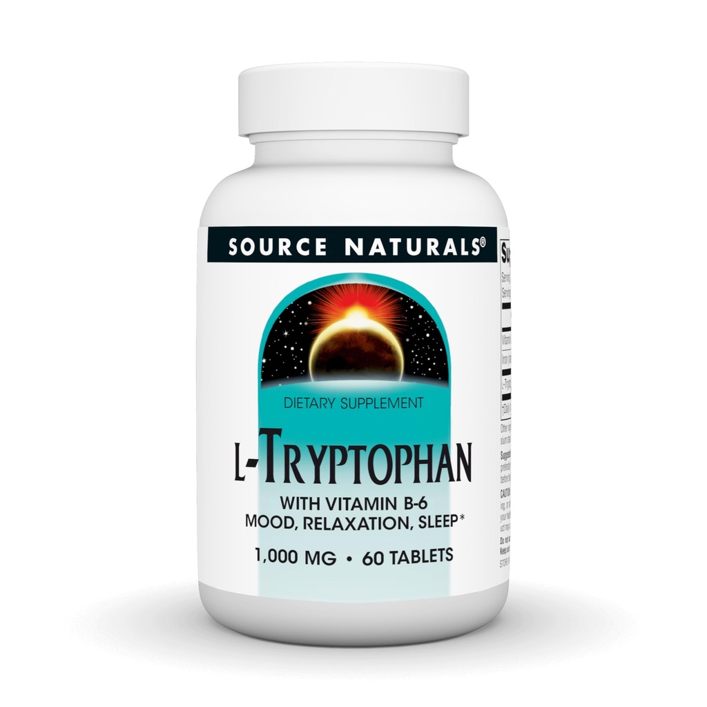 Source Naturals L- Tryptophan με Βιταμίνη B-6 - Mood, Relaxation and Sleep - 1000mg - 60 δισκία