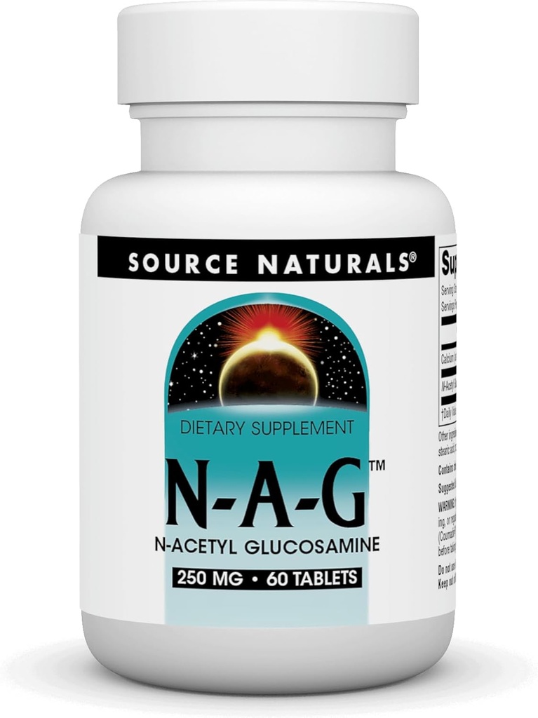 Source Naturals N- A- G, N- Aκετυλογλυκοζαμίνη για την Κοινή Υποστήριξη και την Εντερογενή Λινάρισμα *, 250 mg - 60 δισκία