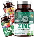 Number One Nutrition N1N Premium Super Fruits & Veggies Supplement [40 Whole Foods, Aloe Vera, Vitamins] and Zinc 50mg [3X Absorption], 2 Pack Bundle