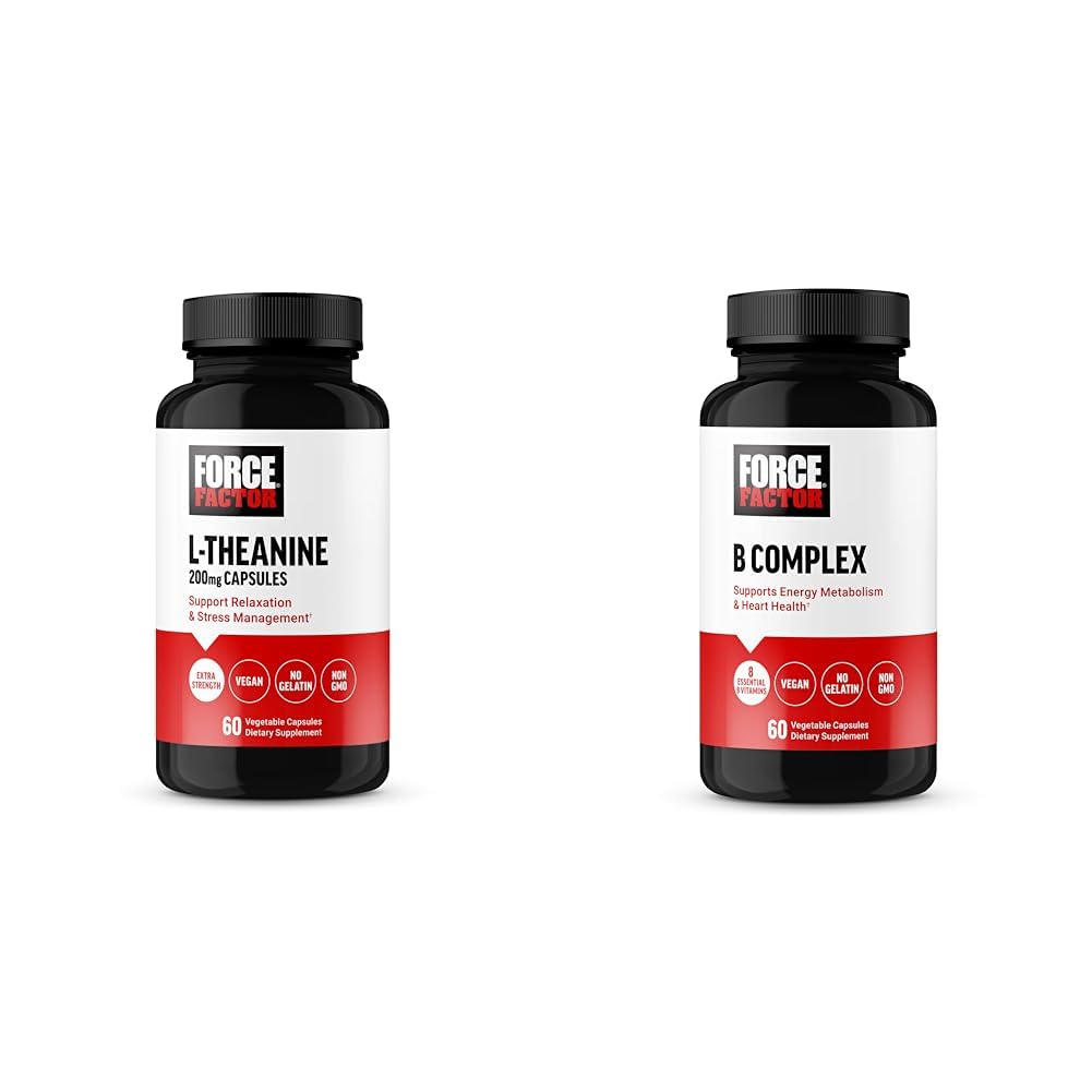 Force Factor L Theanine 200mg και Βιταμίνη Β Complex Supplement B Bundle, 60 Κάψουλες το καθένα