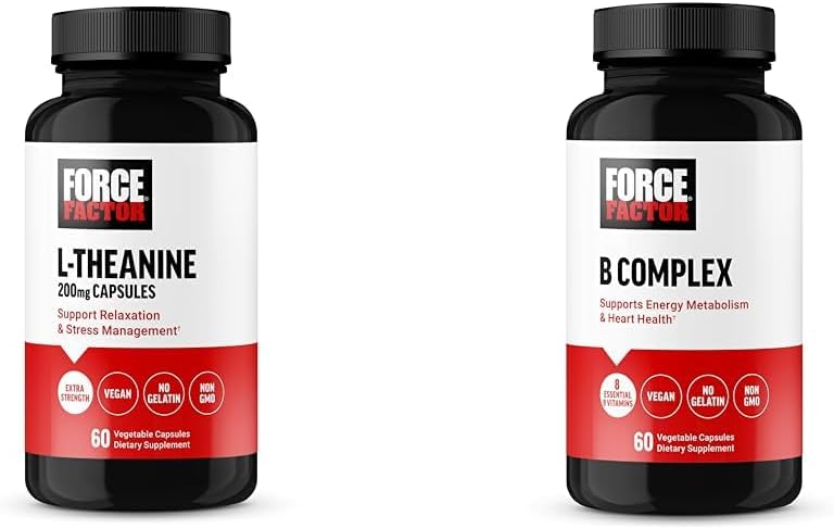 Force Factor L Theanine 200mg και Βιταμίνη Β Complex Supplement B Bundle, 60 Κάψουλες το καθένα