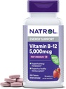 Natrol Βιταμίνη B12 5.000 mcg, γρήγορη διάλυση βιταμίνης B12 συμπλήρωμα Υποστηρίζει ένα υγιές νευρικό σύστημα και την ενέργεια Μεταβολισμός, 200 δισκία, έως 200 ημέρες προσφοράς