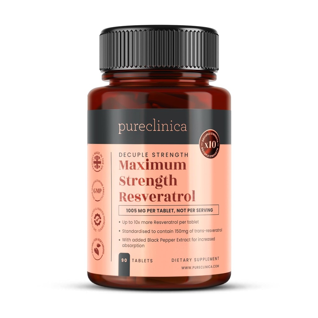 chureclinica 1000mg ρεσβερατρόλη x 90 δισκία (3 μήνες προσφοράς). 10 x Δύναμη με εκχύλισμα μαύρου πιπεριού για ταχύτερη απορρόφηση