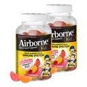 Airborne Kids 500mg Βιταμίνη C Gummies, Kids Immune Support Zinc Gummies με ισχυρό αντιοξειδωτικά VIT C & E - 63 Gummies, Ποικιλόμορφη γεύση φρούτων (πακέτο του 2)