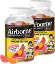 Airborne Kids 500mg Βιταμίνη C Gummies, Kids Immune Support Zinc Gummies με ισχυρό αντιοξειδωτικά VIT C & E - 63 Gummies, Ποικιλόμορφη γεύση φρούτων (πακέτο του 2)