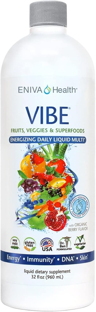 Eniva Health Vibe Liquid Multivitamins Mineral Supplements with Vitamins A, B12, C, D, E & Amino Acids 