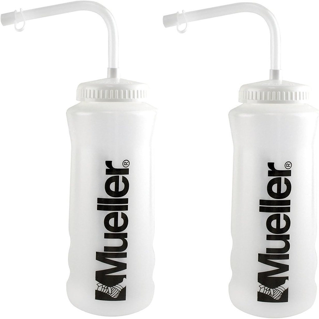 Mueller Quart Μπουκάλι w/Straw, φυσικό χρώμα w/ μαύρα γράμματα (2-πακέτο)