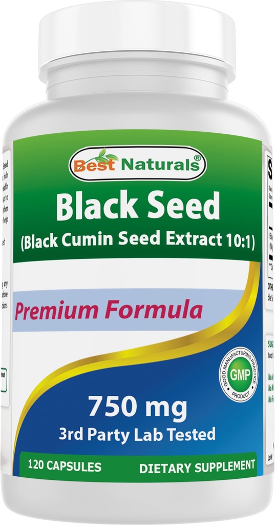 Best Naturals Μαύρος Σπόρος (Black Cumin Seed Extract 10:1) 750 mg ανά σερβιρίσματος- 120 κάψουλες