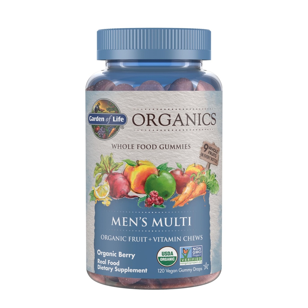 Gummy Vitamins - Berry - Πιστοποιημένο βιολογικό, μη-GMO, Vegan, Kosher Complete Multi - Methyl B12, C & D3 - Γλουτένη, χωρίς σόγια & γαλακτοκομικά, 120 πραγματικό τσίχλα φρούτων