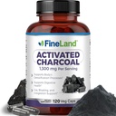 FineLand ενεργοποιημένη άνθρακα 1300mg - Advanced Digestive Detox Cleanse, Βοηθά με αέριο και Μπλόφα, Κυκλοφορία & Χοληστερική Υποστήριξη - Made in USA, 120 Vegan Pills