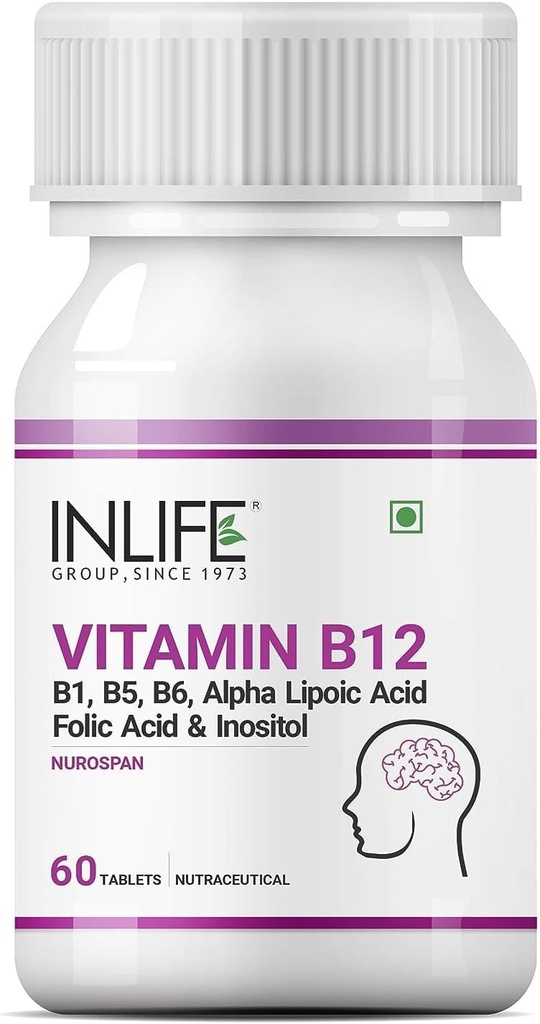 Βιταμίνη B12 με B1, B5, B6, Alpha Lipoic Acid ALA, Follic Acid, Inositol Συμπληρώματα - 60