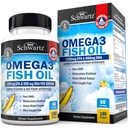 Triple Strength Omega 3 Fish Oil Supplement - 2250mg EPA DHA 3 Λιπαρά Οξέα από Φρέσκα Άγρια Παγωμένα Ψάρια, Furpless Lemon Flavor Formula Υποστηρίζει την υγεία των ματιών και πολλά άλλα, Χωρίς γλουτένη, 180 Softgels