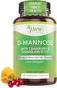 Καθαρή από τη φύση 600mg D- Mannose κάψουλες Vegan με εκχύλισμα βατόμουρου & δαντελίων, υποστήριξη υγείας ούρας, προσμείξεις, σώμα Detox, 240 κόμης