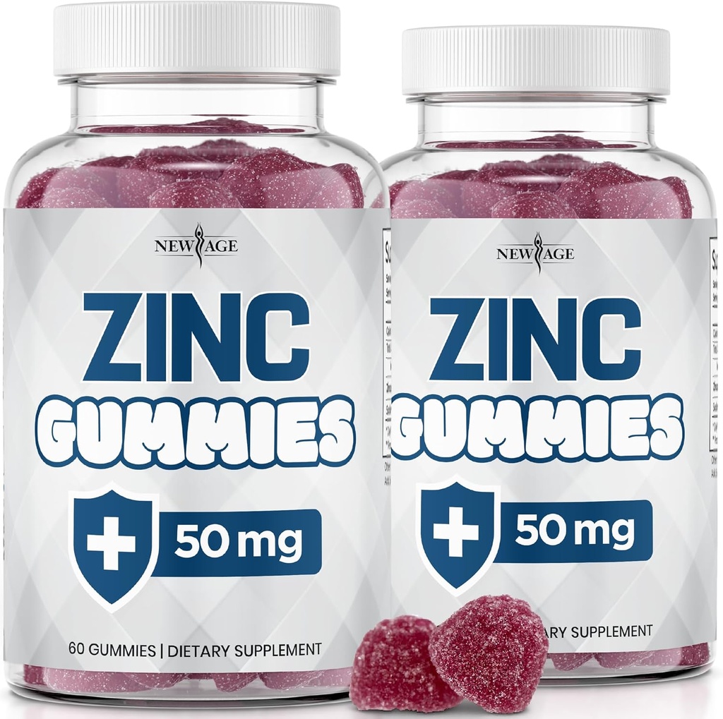 NEW AGE Zinc Gummies - 2 Pack - 50mg High Immune Booster Zinc Supplement, Immune Defense, Ισχυρό Φυσικό Αντιοξειδωτικό, Μη ΓΤΟ - από τη Νέα Εποχή, 120 Count