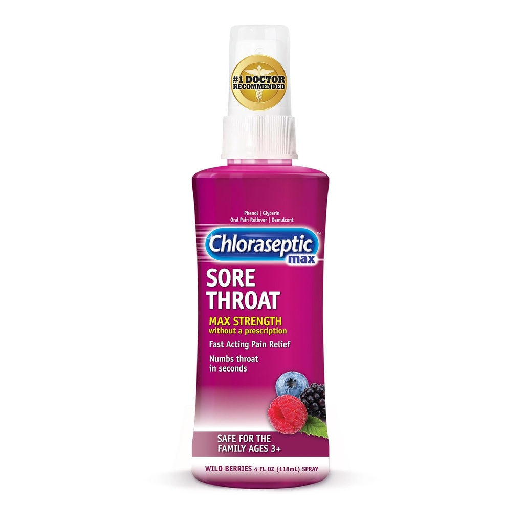 Chloraseptic Max Strength Sore Lroat Spray, Άγρια μούρα Γεύση, 4.0 fl oz