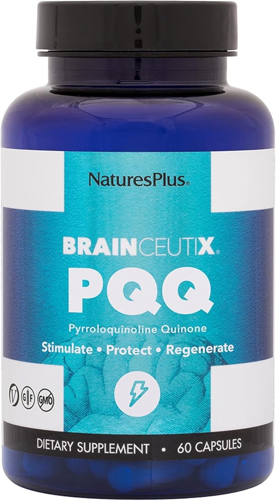 Natures Plus Brainceutix PQQ - 60 Vegan Capsules - Supplement for Memory, Clarity & Brain Power - Enhanced Energy, Anti-Aging - Pyrroloquinoline Quinone (PQQ) - Vegetarian, Gluten-Free - 30 Servings