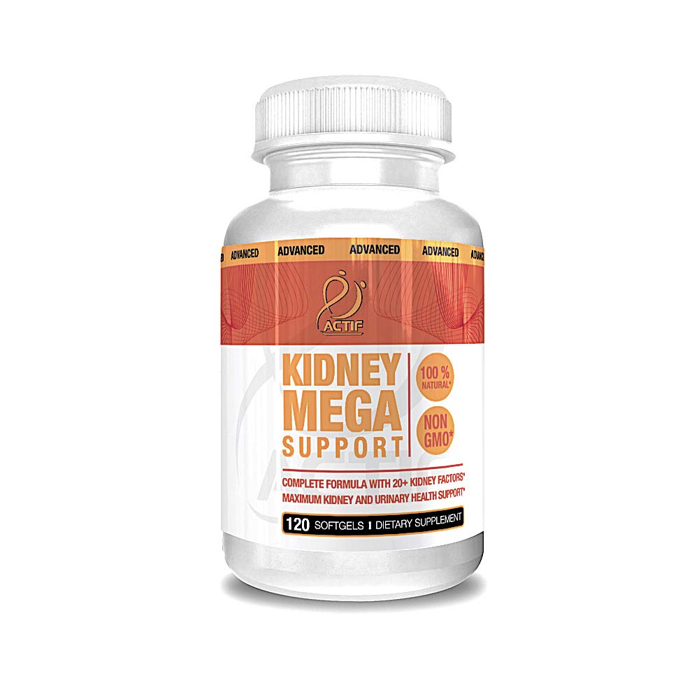 Actif Kidney Mega Support with 10+ Advanced Factors, Ενισχύει την Υγιή λειτουργία νεφρών, Kidney Cleanse, Non-GMO, Fast Acting, Made in USA, 120 Count