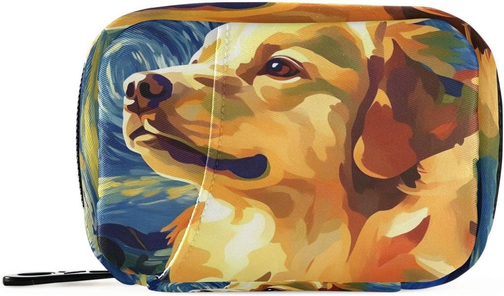 Weekly Pill Organizer Golden Retriever Starry Night Small Pill Box Portable Travel Pill Case 7 Days Κάτοχος Συμπληρώματος Βιταμίνης με Zipper για οικογενειακή επιχείρηση Camping