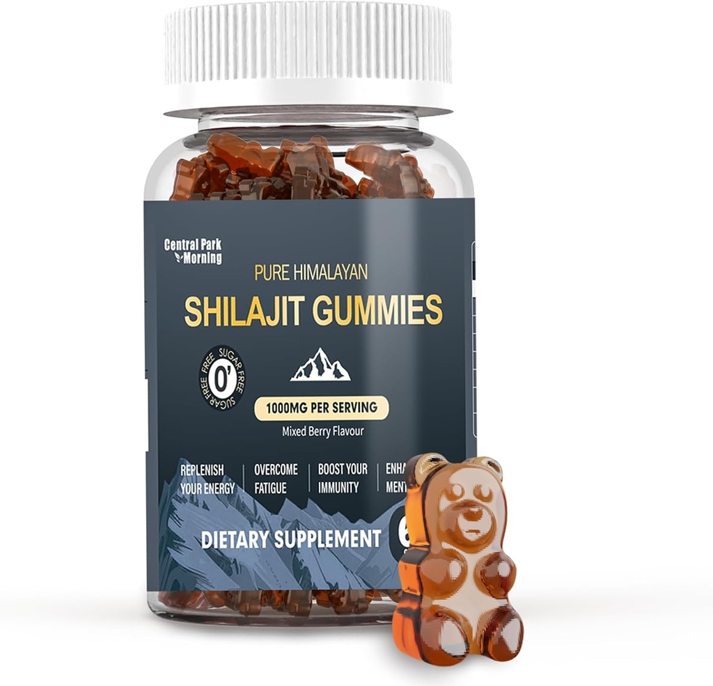 Shilajit Gummies 1000mg, Pure Himalayan Shilajit συμπλήρωμα, High in Trace Minerals, Energy Immune Health Support - 60 Count