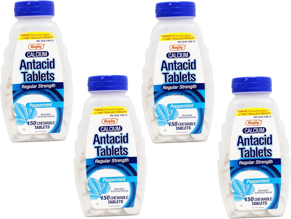 Ruύγχος Ασβέστιο Ανθρακικό 500mg Αντιόξινα δισκία Πιπέρι, Κανονικό Στρενγκ, 150 Μασώμενα δισκία - 4 συσκευασίες