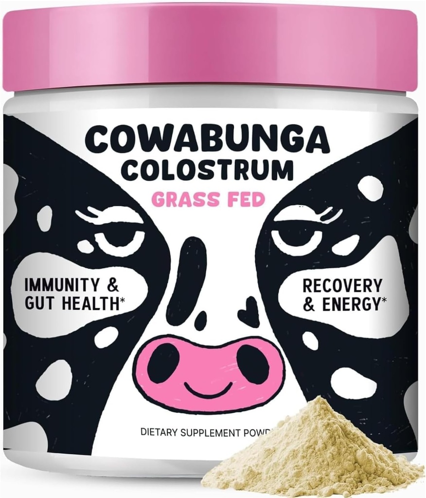 SonoHealth Cowabunga Colostrum - Premium, Pure & Unaltered συμπλήρωμα σκόνης κολλόστρου - για την ανοσοποιητική υποστήριξη, την υγεία των ούλων, την υποστήριξη των μυών και την ευεξία - Kosher & Halal Certified Calostro