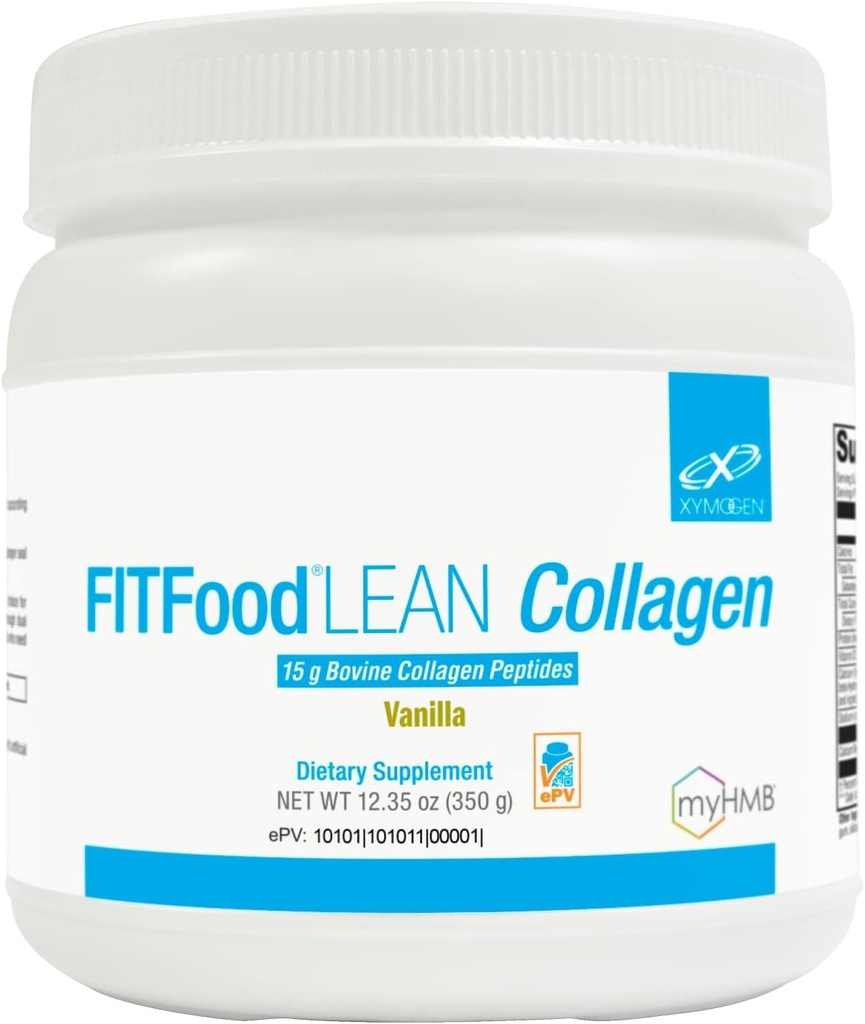 XYMOGEN FIT Food Collagen - Bovine Collagen Peptides Σκόνη με HMB + Βιταμίνη D3-15g Πρωτεΐνη για την υποστήριξη αρθρώσεων & αποκατάστασης μυών - Βανίλια Γεύση (12,35 oz)