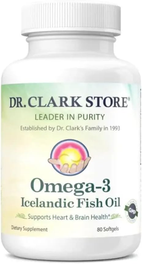 Dr Clark Store Omega-3 Ισλανδικό συμπλήρωμα ιχθυελαίου – 1000mg, 80 Softgels, υποστηρίζει την καρδιά, τον εγκέφαλο και την κοινή υγεία