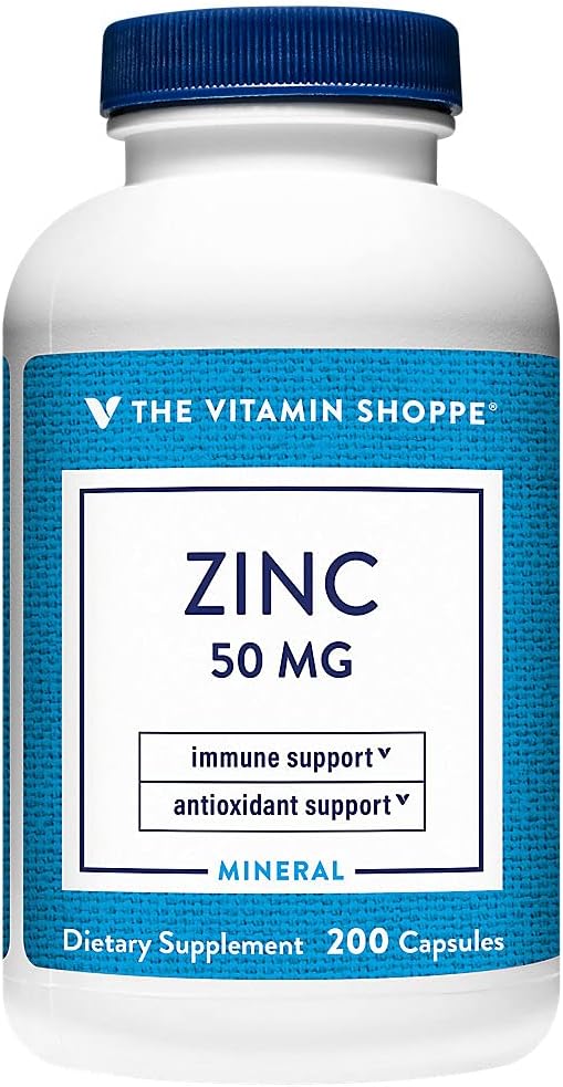 Η βιταμίνη Shoppe ψευδάργυρος 50 MG ανά υπηρεσία (200 κάψουλες)