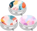 3 Pack Pill Box, μικρή θήκη χαπιών για το πουρμπουάρ & τσέπη, χαριτωμένο ταξιδιωτική ιατρική Organizer, Φορητό κουτί ιατρικής για να κρατήσει βιταμίνες, φαρμακευτική αγωγή, ιχθυέλαιο & συμπλήρωμα, Art Style μοτίβο