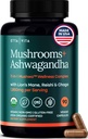 USDA Organic Lions Mane Supplement Capsules with Ashwagandha, Chaga, Reishi, Cordyceps, Turkey Tail (18.600mg/serv) 10x Adaptogenic Mushroom Complex as Focus Supplement - Ενέργεια, Ανοσία & Nootropic