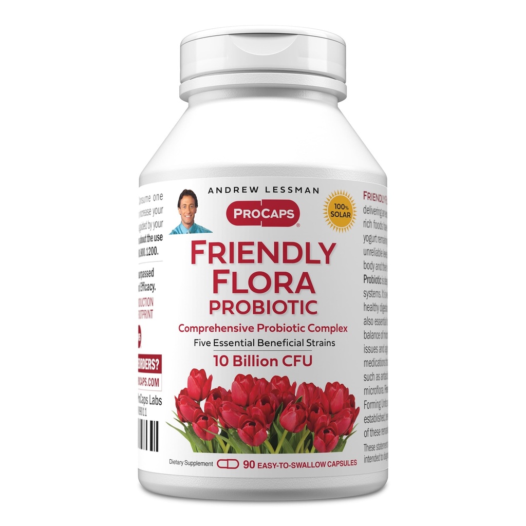 ANDREW LESSMAN Friendly Flora Probiotic 90 Κάψουλες - 10 δισεκατομμύρια CFU, περιεκτική ανάμειξη των πέντε προβιοτικών σπειρών, ισχυρό ανοσοποιητικό και Digestive υποστήριξη. Προβιοτικά για γυναίκες ή άνδρες