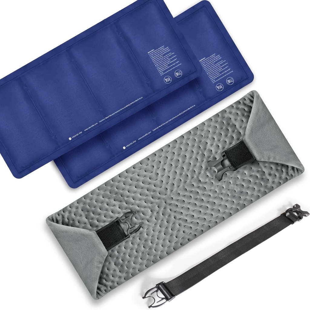 UNCN Large Ice Packs for Injuries Reusable | 2 Gel Cold Pack for Hip, Shoulder, Back Pain Relief | 24.8×7.9" Ice Pack Wrap for Knee Ankle Cold Compress