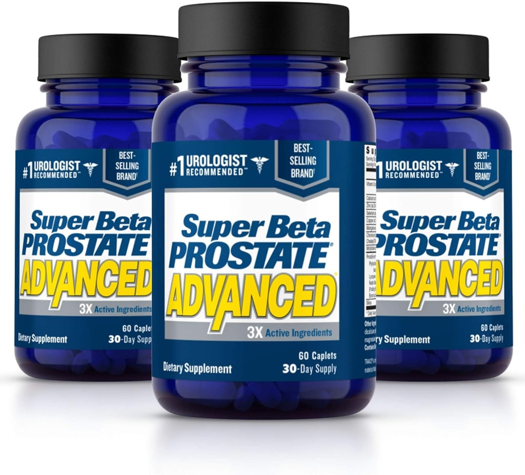 SUPER BETA PROSTATE Advanced – Μειώστε τα ταξίδια στο μπάνιο, προωθήστε τον ύπνο, την κατηγορία υποστήριξης Emptying. Συμπλήρωμα Prostate για άνδρες με βήτα σιτοστερόλη, δεν Saw Palmetto (180 Caplets, 3-Pack)