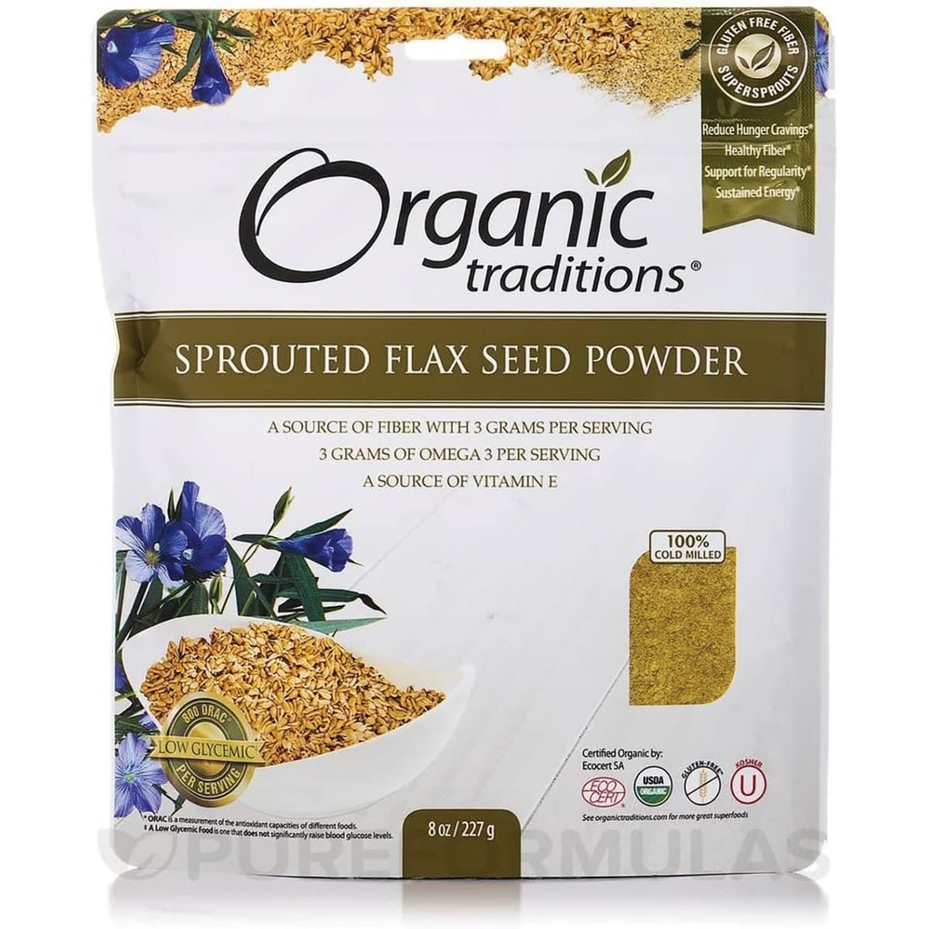 Χρυσές οργανικές παραδόσεις flax 8 oz τσάντα