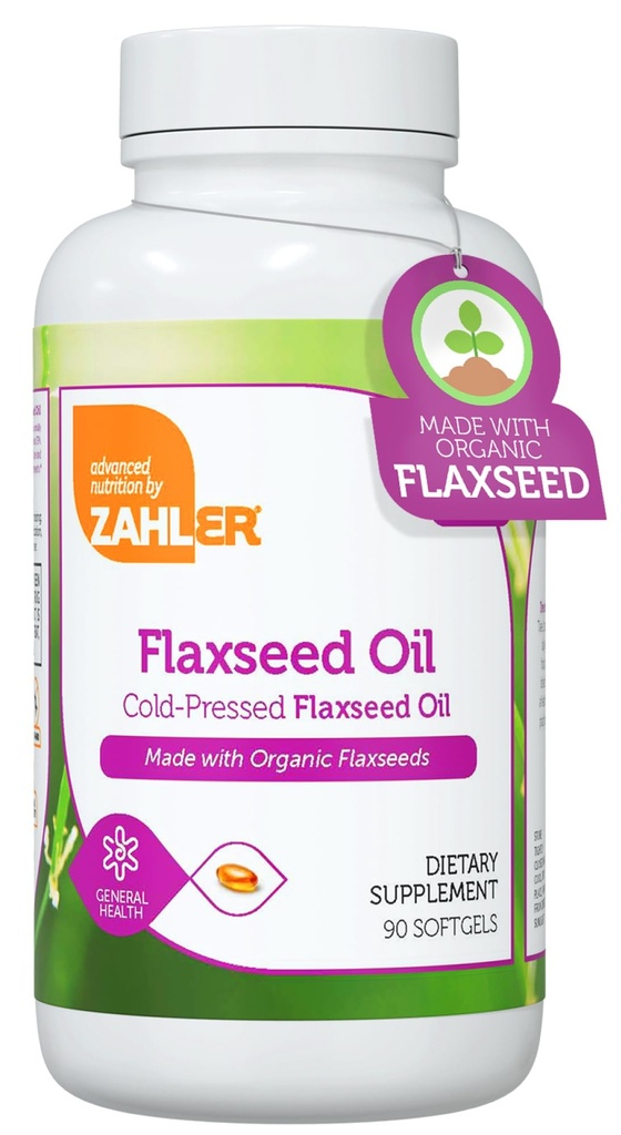 Zahler Organic Flaxseed Oil - 1000mg Softgels - Organic Omega 3 ALA Supplement - Kosher Non-GMO Gluten Free Vegetarian-Friendly Flaxseed (90 Count)