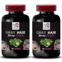 Αποκατάσταση μαλλιών - GRAY HAIR REVERSE - λαμπρότητα μαλλιών, Επαναφορά της δόνησης, λύση περιποίησης μαλλιών, Ανανέωση του χρώματος των μαλλιών, Αποκατάσταση χρώματος, τον τόνο των μαλλιών, Αψηφώντας την ηλικία των μαλλιών, Δόνηση χρώμα μαλλιών 2 μπουκάλια 120 Caps