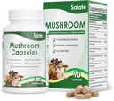 Συμπλήρωμα μανιταριών του Salate Lion Organic Mushroom Extract for Memory and Focus, Immune Support Brain Caps, 100% Fruit Body Extracts, No Mycelium Vegan Mushroom Supplement (90 Caps)
