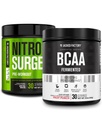Jacked Factory Nitrosurge Pre-Workout in Arctic White & BCAA in Fruit Punch for Muscle Building and Recovery