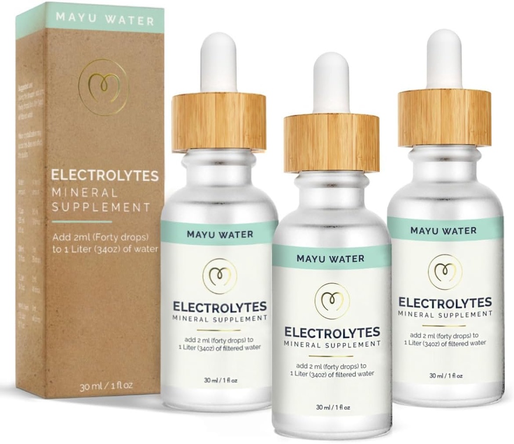 MAYU Electrolyte Water Drops - Fast Absorption Mineral Drops for Drinking Water, Hydration Essential Minerals Mix - 100% Pure Natural Minerals, Dehydration Solution, Sugar Free Electrolytes -30 ml (3)
