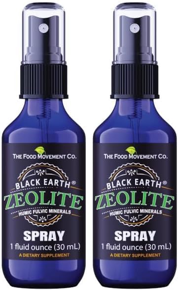 Μαύρος ζεόλιθος Γης με Humic Fulvic Acids, Trace Minerals, για ενήλικες και παιδιά υποστηρίζει την υγεία των ούλων, την ανοσοποιητική υποστήριξη, την πέψη και την αποβολή και περισσότερα 1oz συμπλήρωμα υγρού ψεκασμού αντλίας (2 Pack)