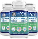 Genex Formulas Νικοτιναμίδιο 500mg (3-πακέτο) Βιταμίνη Β3 Flush Free Niacin Κάψουλες για το υγιές δέρμα - Niacinamide συμπλήρωμα χάπια βοήθεια Παραγωγή Κερατίνης & Υποστήριξη του δέρματος Κυτταρική Υγεία & Ενέργεια (300 κάψουλες)