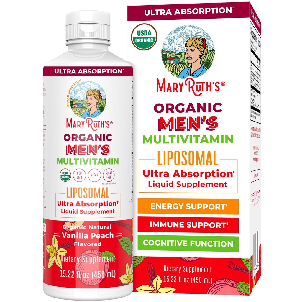 MaryRuth’s Multivitamin Liposomal for Men | Sugar Free Mens Multivitamin | Liquid Vitamins for Men | Immune Support Supplement | Cognitive Health & Overall Wellness | Vegan | Non-GMO | 15.22 Fl Oz