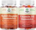 Δέσμη Πολυβιταμινών Gummies για ενήλικες - Haal Multivitamin Gummy με B12 Βιοτίνη για άνδρες & γυναίκες και βιταμίνη D3 Gummies για καθημερινή ευεξία με 2000IU ανά υπηρεσία μυών των οστών & ανοσοποιητική υποστήριξη
