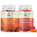Bundle of Multivitamin Gummies for Adults - Halal Multivitamin Gummy with B12 Biotin and Vitamin D3 Gummies for Daily Wellness - Delicious D Adults with 2000IU per Serving Bone Muscle & Immune Support