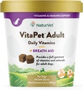 NaturVet VitaPet Adult Daily Vitamins Plus Βοήθημα αναπνοής για Ενηλίκους Σκύλους, 60 ct Μαλακές Μασούσες, Κατασκευασμένες στις ΗΠΑ με Παγκόσμια Πηγή Συστατικά