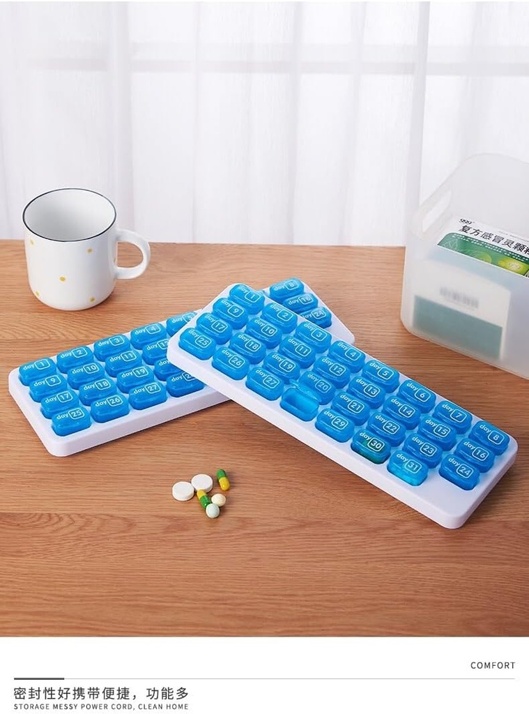 31 ημέρα μηνιαίος διοργανωτής χαπιών, Φορητό κουτί ιατρικής χάπια για την καθημερινή ιατρική / βιταμίν / έλαια ψαριών / συμπλήρωμα, Purple