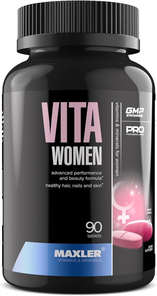 Maxler VitaWomen Premium Multivitamin for Women - Συμπληρώματα για γυναίκες - Δέρμα μαλλιών και νύχια Βιταμίνες A B C D E K, Omega-3, Βιοτίνη, Αντιοξειδωτικά, Ένζυμα - 90 δισκία