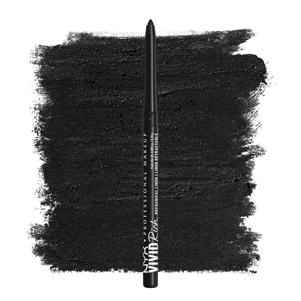 NYX Επαγγελματικό Makeup Μηχανικό μολύβι ματιών, Vivid Πλούσιο Μηχανικό, Κρεμώδες Retractable Eyeliner - Πάντα Onyx, Μαύρο Eyeliner